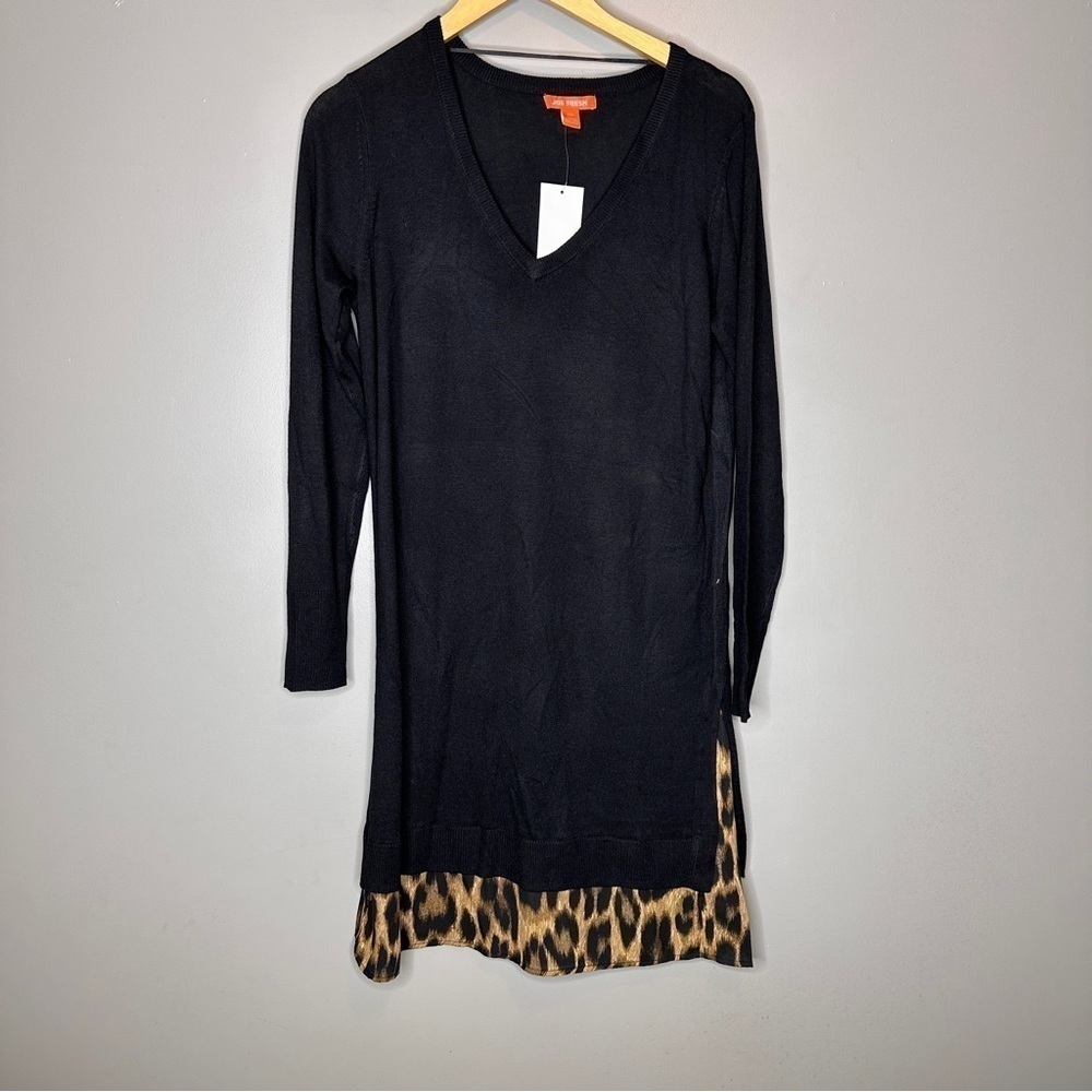 NWT Joe Fresh Leopard print underlay sweater mini dress